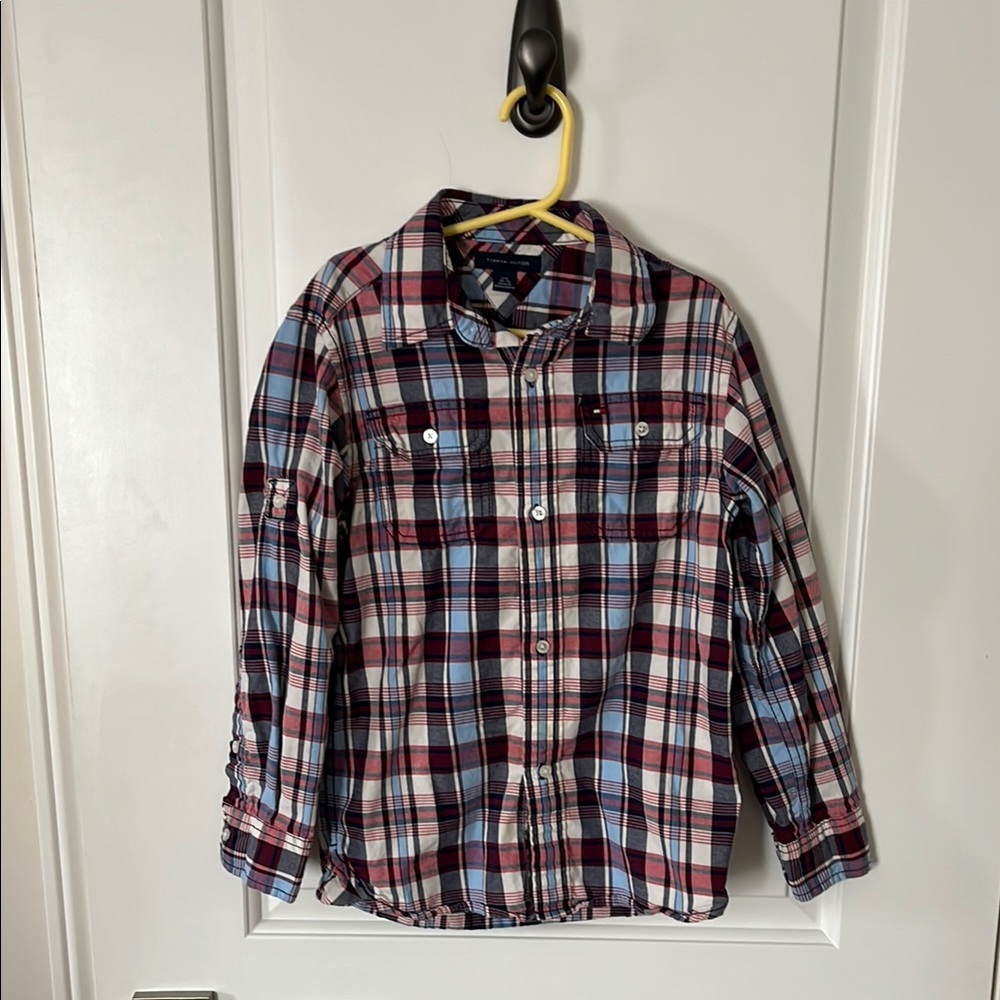 Men's Plaid Shirt - Red, Blue, White